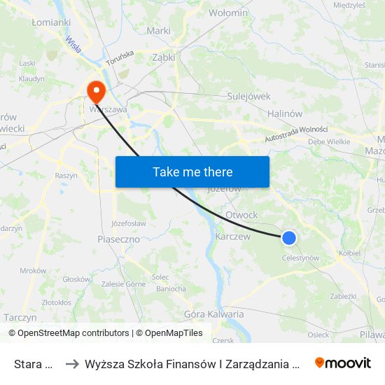 Stara Wieś to Wyższa Szkoła Finansów I Zarządzania W Warszawie map