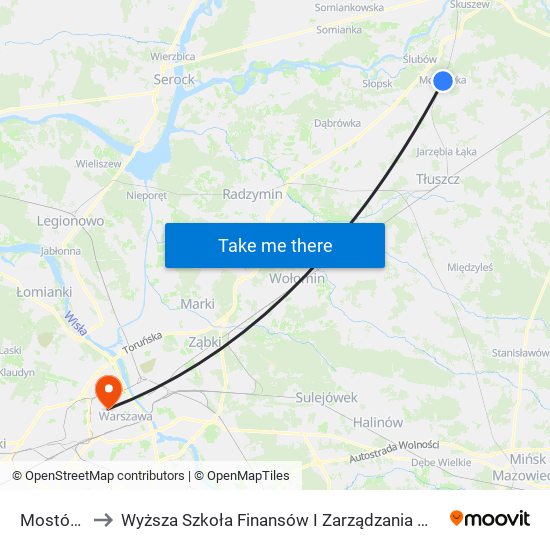 Mostówka to Wyższa Szkoła Finansów I Zarządzania W Warszawie map