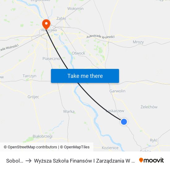 Sobolew to Wyższa Szkoła Finansów I Zarządzania W Warszawie map