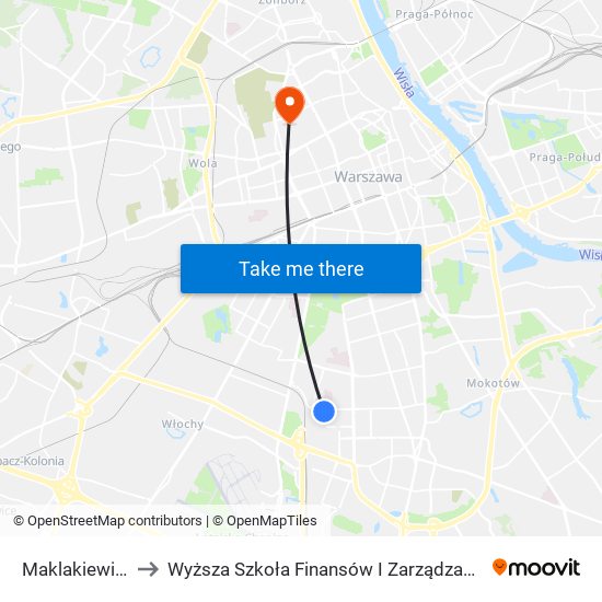 Maklakiewicza 03 to Wyższa Szkoła Finansów I Zarządzania W Warszawie map