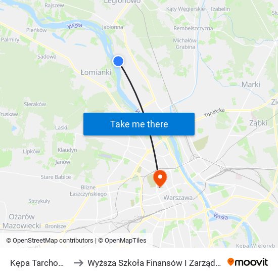 Kępa Tarchomińska 01 to Wyższa Szkoła Finansów I Zarządzania W Warszawie map