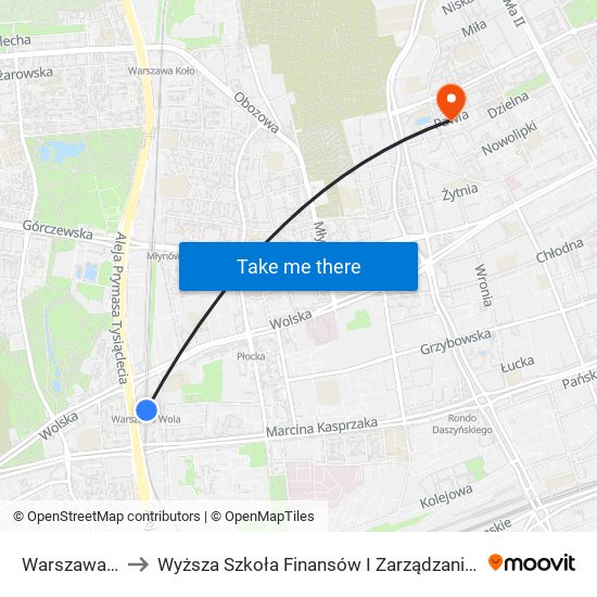 Warszawa Wola to Wyższa Szkoła Finansów I Zarządzania W Warszawie map