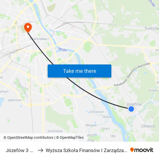 Józefów 3 Maja 02 to Wyższa Szkoła Finansów I Zarządzania W Warszawie map