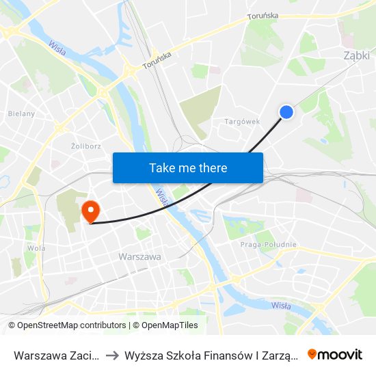 Warszawa Zacisze - Wilno to Wyższa Szkoła Finansów I Zarządzania W Warszawie map