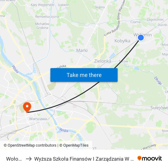 Wołomin to Wyższa Szkoła Finansów I Zarządzania W Warszawie map