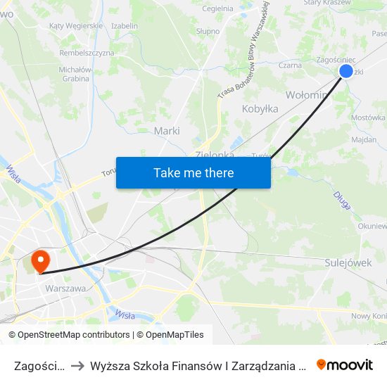 Zagościniec to Wyższa Szkoła Finansów I Zarządzania W Warszawie map