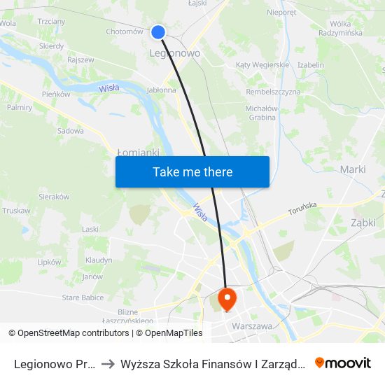 Legionowo Przystanek to Wyższa Szkoła Finansów I Zarządzania W Warszawie map