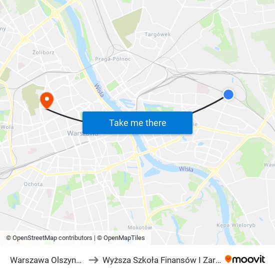 Warszawa Olszynka Grochowska to Wyższa Szkoła Finansów I Zarządzania W Warszawie map