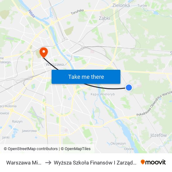 Warszawa Międzylesie to Wyższa Szkoła Finansów I Zarządzania W Warszawie map