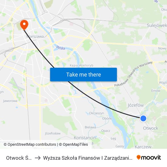 Otwock Świder to Wyższa Szkoła Finansów I Zarządzania W Warszawie map