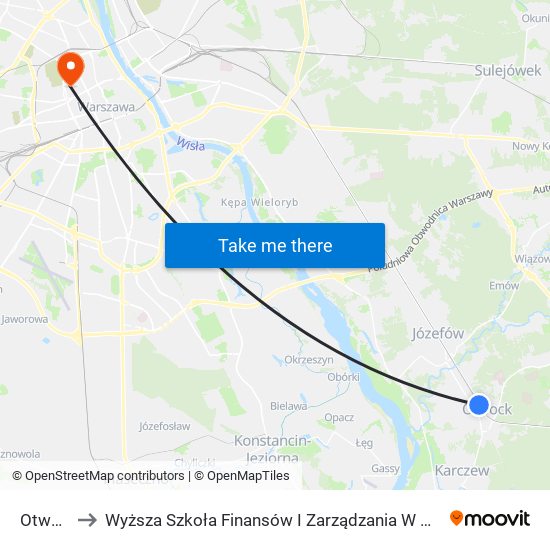 Otwock to Wyższa Szkoła Finansów I Zarządzania W Warszawie map