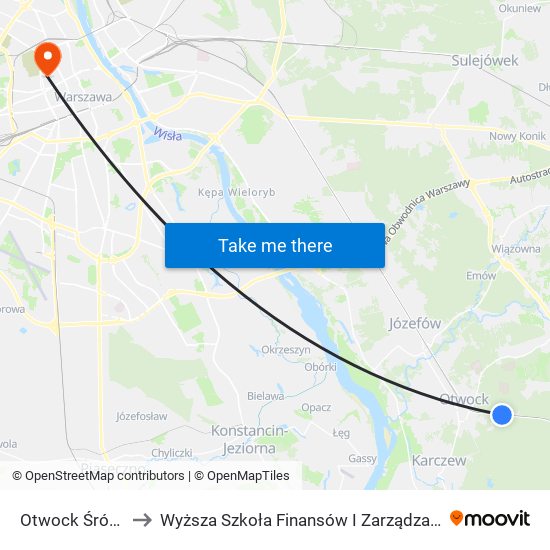 Otwock Śródborów to Wyższa Szkoła Finansów I Zarządzania W Warszawie map