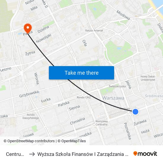 Centrum 15 to Wyższa Szkoła Finansów I Zarządzania W Warszawie map