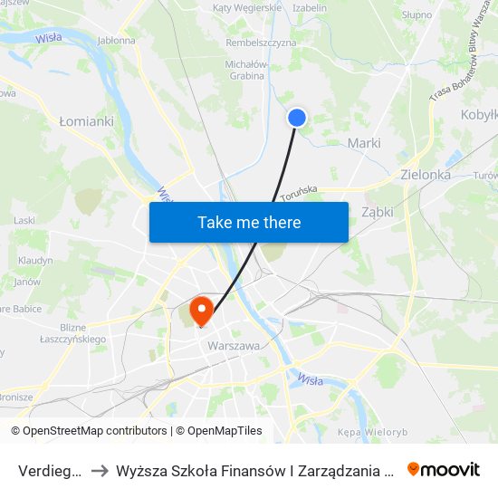 Verdiego 01 to Wyższa Szkoła Finansów I Zarządzania W Warszawie map