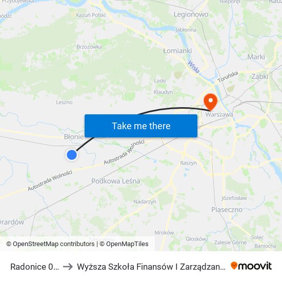 Radonice (Nż) to Wyższa Szkoła Finansów I Zarządzania W Warszawie map