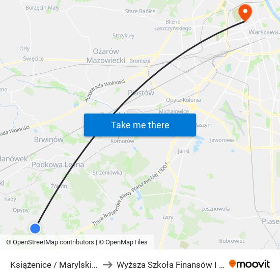 Książenice / Marylskiego / Agri-Rol (Nż) to Wyższa Szkoła Finansów I Zarządzania W Warszawie map