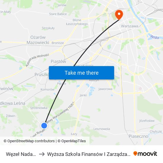 Węzeł Nadarzyn 01 to Wyższa Szkoła Finansów I Zarządzania W Warszawie map