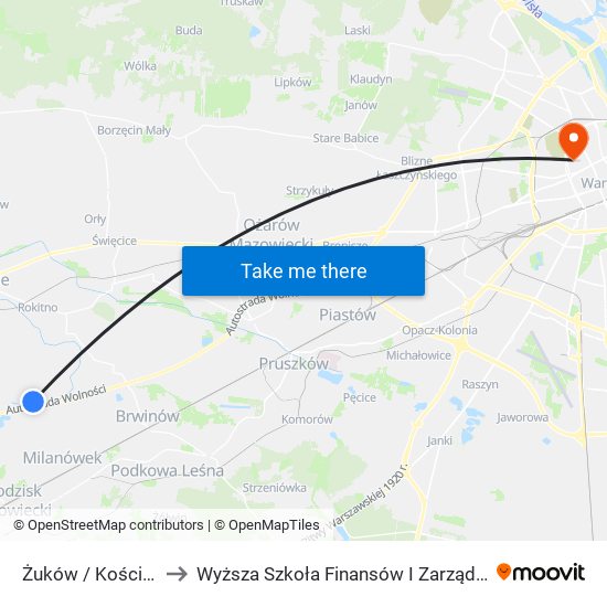 Żuków / Kościół 02 (Nż) to Wyższa Szkoła Finansów I Zarządzania W Warszawie map