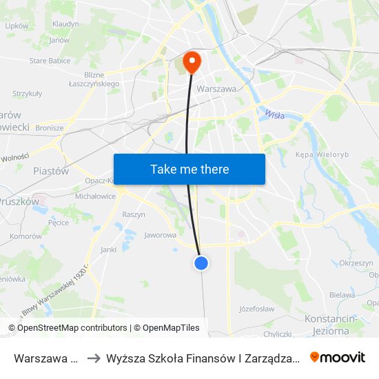 Warszawa Dawidy to Wyższa Szkoła Finansów I Zarządzania W Warszawie map