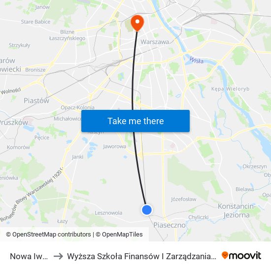 Nowa Iwiczna to Wyższa Szkoła Finansów I Zarządzania W Warszawie map