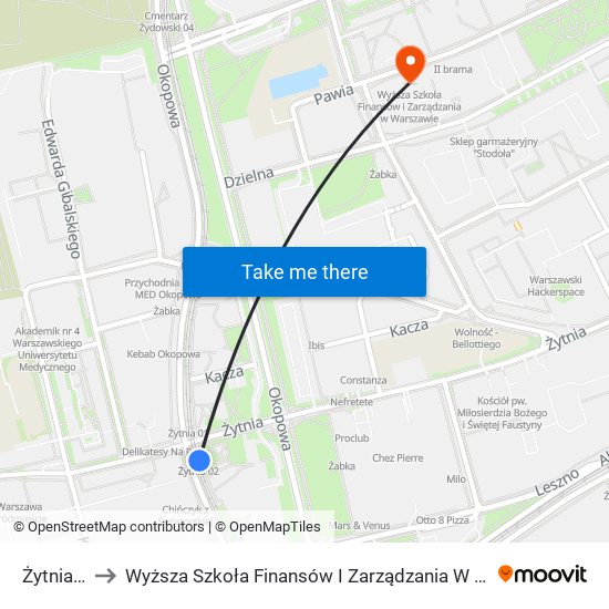 Żytnia 02 to Wyższa Szkoła Finansów I Zarządzania W Warszawie map