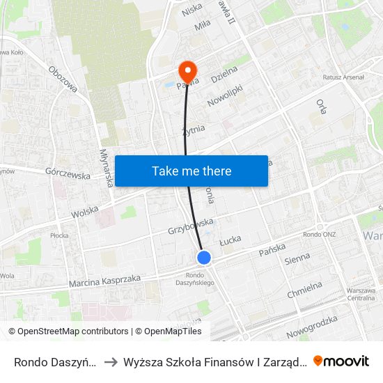 Rondo Daszyńskiego 05 to Wyższa Szkoła Finansów I Zarządzania W Warszawie map