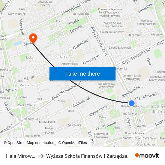 Hala Mirowska 04 to Wyższa Szkoła Finansów I Zarządzania W Warszawie map