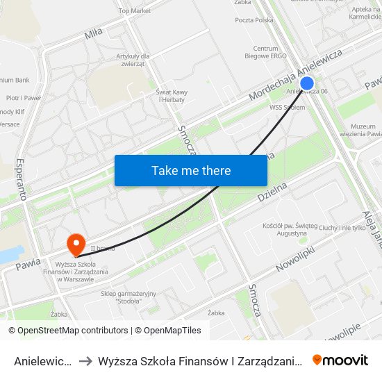 Anielewicza 06 to Wyższa Szkoła Finansów I Zarządzania W Warszawie map