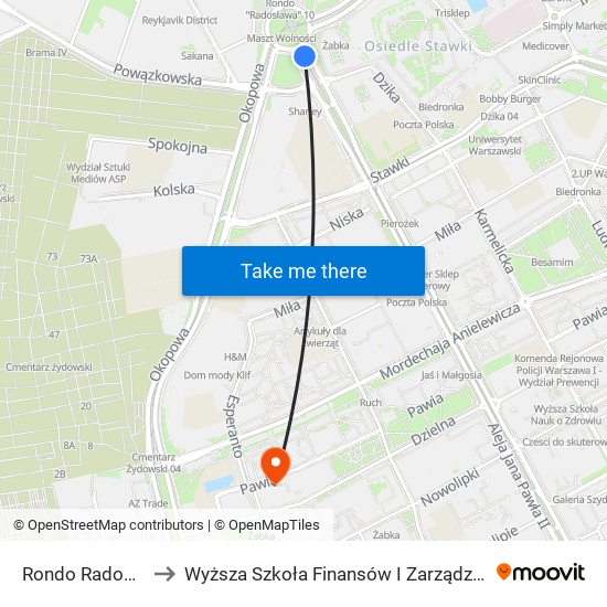 Rondo Radosława 06 to Wyższa Szkoła Finansów I Zarządzania W Warszawie map