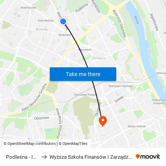 Podleśna - IMGW 03 to Wyższa Szkoła Finansów I Zarządzania W Warszawie map