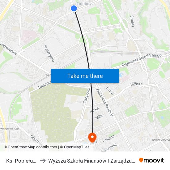 Ks. Popiełuszki 03 to Wyższa Szkoła Finansów I Zarządzania W Warszawie map