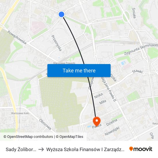 Sady Żoliborskie 03 to Wyższa Szkoła Finansów I Zarządzania W Warszawie map