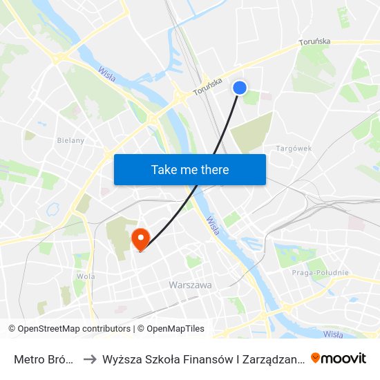 Metro Bródno 03 to Wyższa Szkoła Finansów I Zarządzania W Warszawie map