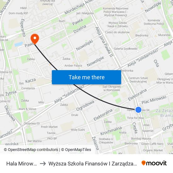 Hala Mirowska to Wyższa Szkoła Finansów I Zarządzania W Warszawie map