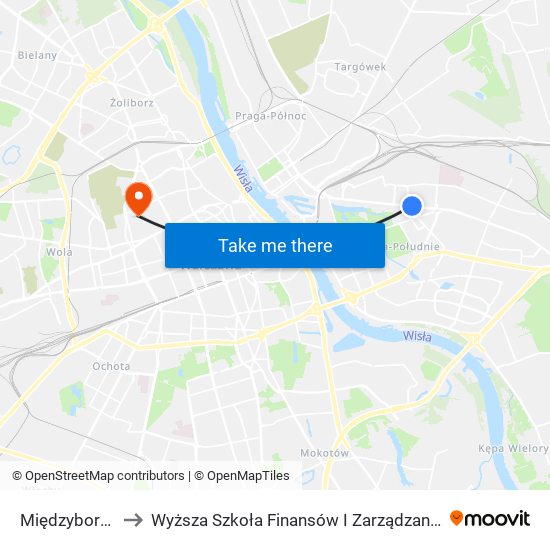 Międzyborska 04 to Wyższa Szkoła Finansów I Zarządzania W Warszawie map