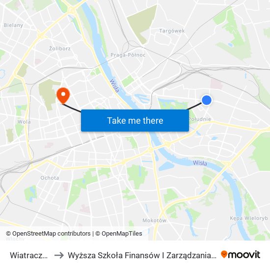 Wiatraczna 05 to Wyższa Szkoła Finansów I Zarządzania W Warszawie map