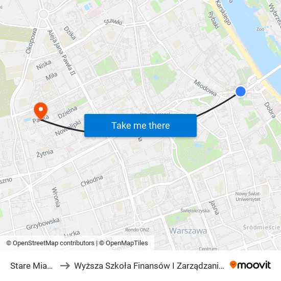 Stare Miasto 01 to Wyższa Szkoła Finansów I Zarządzania W Warszawie map