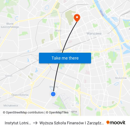 Instytut Lotnictwa to Wyższa Szkoła Finansów I Zarządzania W Warszawie map