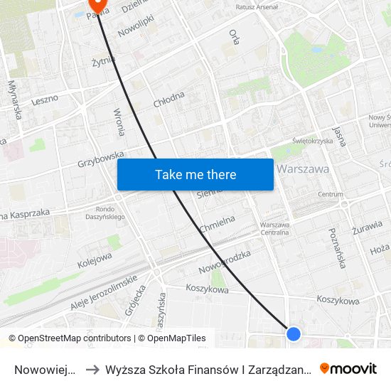 Nowowiejska 06 to Wyższa Szkoła Finansów I Zarządzania W Warszawie map