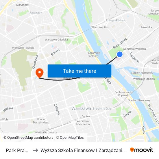 Park Praski 01 to Wyższa Szkoła Finansów I Zarządzania W Warszawie map