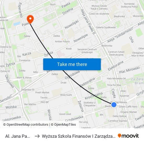 Al. Jana Pawła II 02 to Wyższa Szkoła Finansów I Zarządzania W Warszawie map