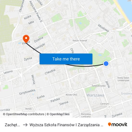 Zachęta to Wyższa Szkoła Finansów I Zarządzania W Warszawie map