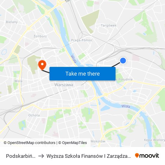 Podskarbińska 02 to Wyższa Szkoła Finansów I Zarządzania W Warszawie map