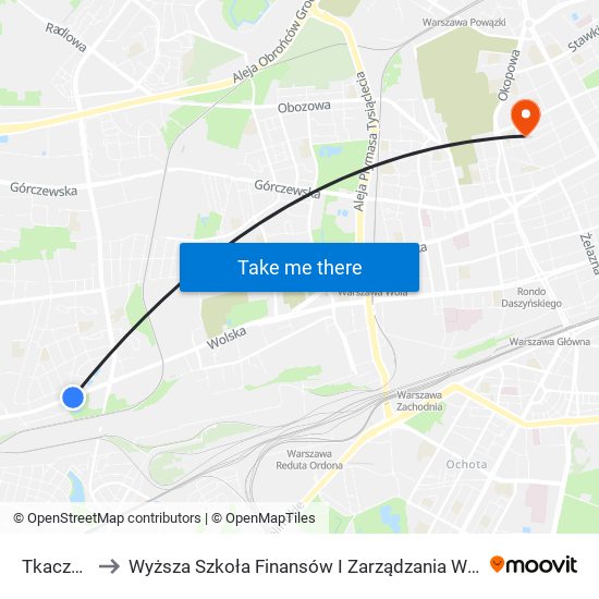 Tkaczy 01 to Wyższa Szkoła Finansów I Zarządzania W Warszawie map