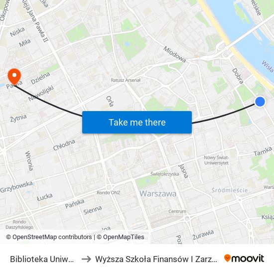 Biblioteka Uniwersytecka to Wyższa Szkoła Finansów I Zarządzania W Warszawie map