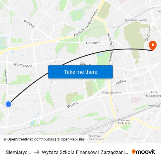 Siemiatycka 02 to Wyższa Szkoła Finansów I Zarządzania W Warszawie map