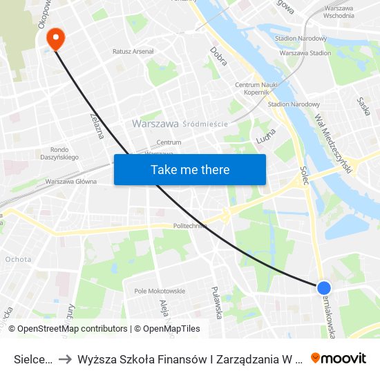 Sielce 02 to Wyższa Szkoła Finansów I Zarządzania W Warszawie map