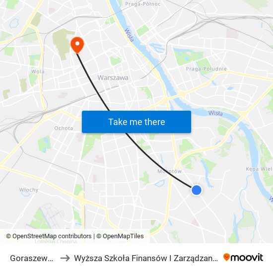 Goraszewska 01 to Wyższa Szkoła Finansów I Zarządzania W Warszawie map