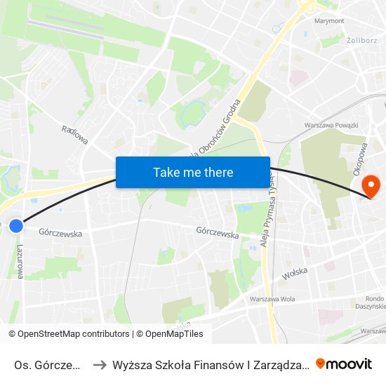 Os. Górczewska 04 to Wyższa Szkoła Finansów I Zarządzania W Warszawie map