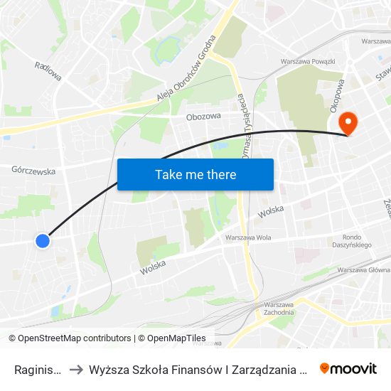 Raginisa to Wyższa Szkoła Finansów I Zarządzania W Warszawie map